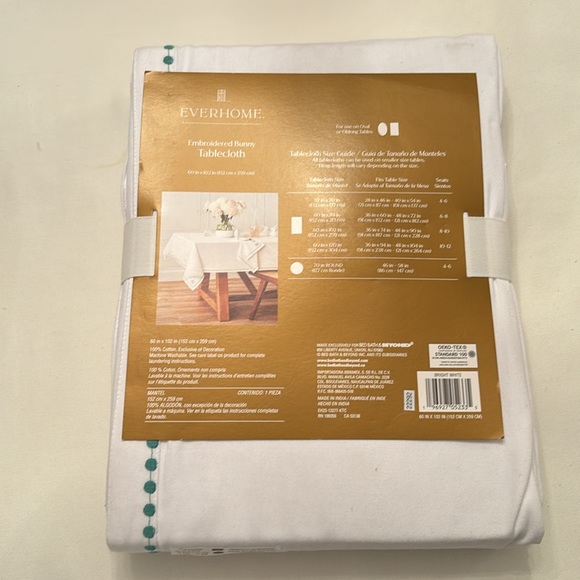 EASTER BUNNY EVERHOME EMBROIDERED TABLECLOTH - Picture 4 of 5